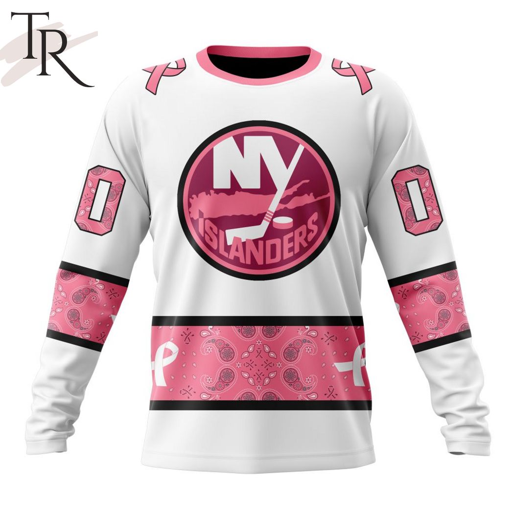 New 2025 NEW] Personalized NHL New York Islanders In Classic Style With Paisley! IN OCTOBER WE WEAR PINK BREAST CANCER Custom Hoodie - Image 6